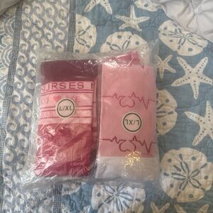 Pink and Red Nurse Themed Socks